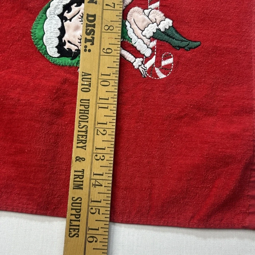 VTG 1994‎ Betty Boop Christmas Hand Towel Red Cotton Stitched Applique Whimsical